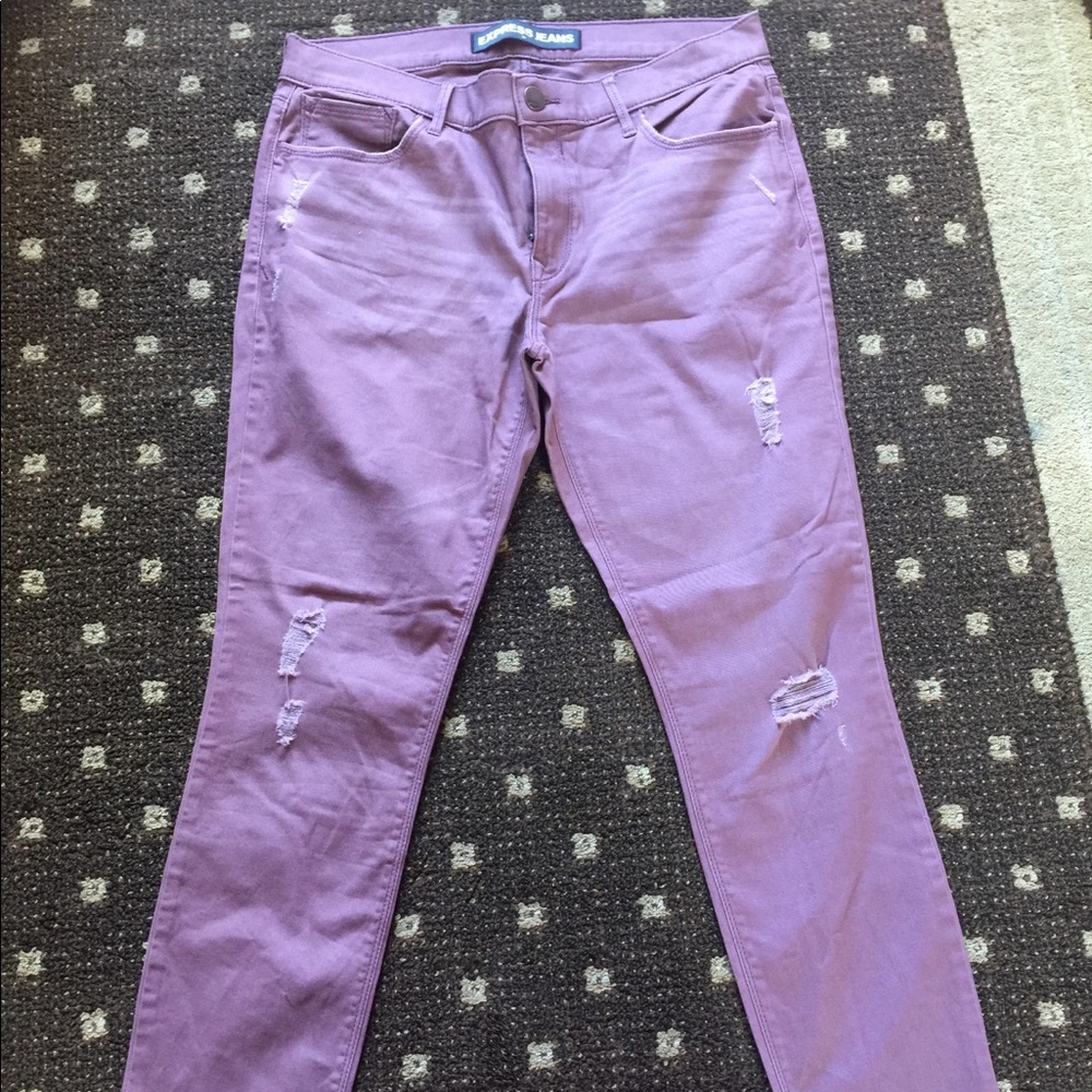 Express dusty mauve mid rise ankle jeans